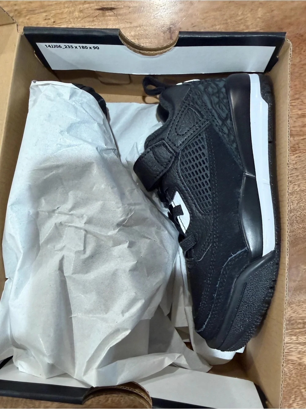 Jordan Kids Black and White Hook-and-Loop Sneakers